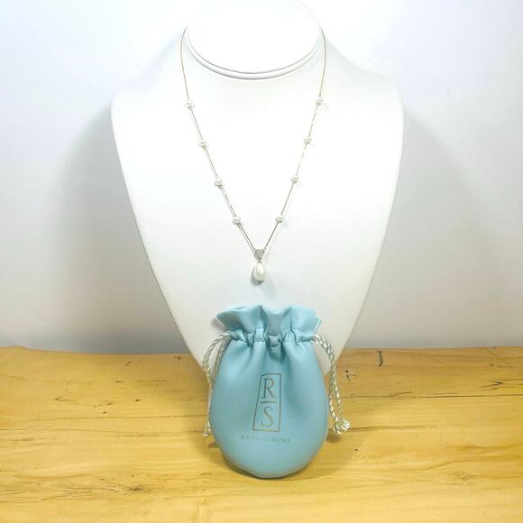 Ross Simons 14k Gold Cultured Pearl Diamond Heart Necklace 17" - Picture 5 of 14